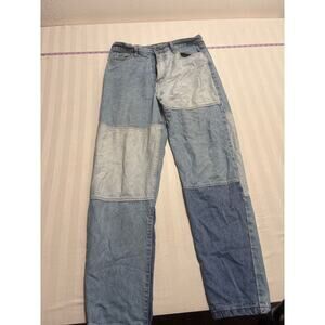 Cowboy Stars Patchwork Denim Jeans Color Block 100% Cotton Y2K Styl